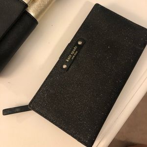 Used kate spade Black Glitter Zip Wallet